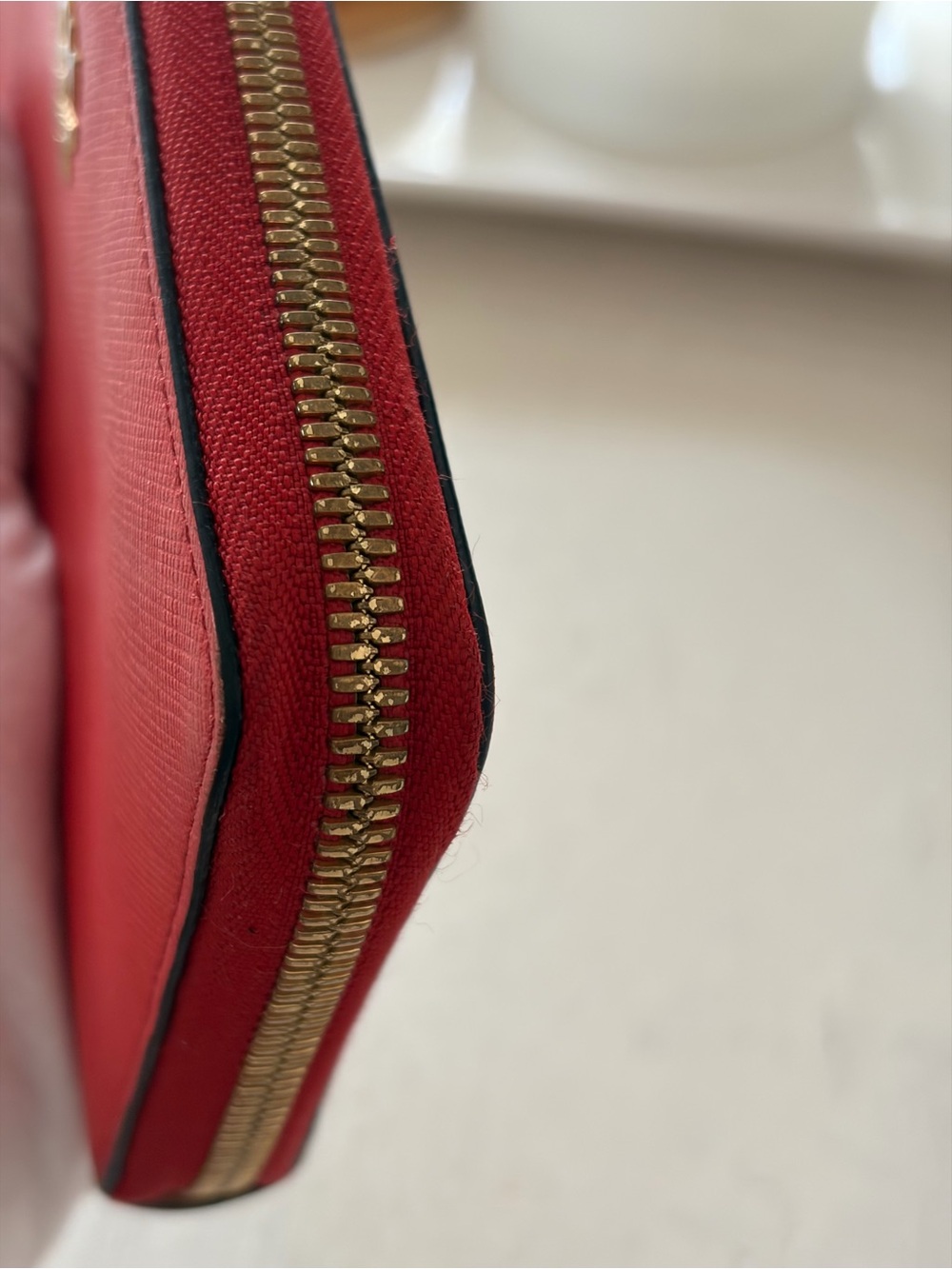 MCM Red Saffiano Zip-Around Continental Wallet - Picture 7 of 16